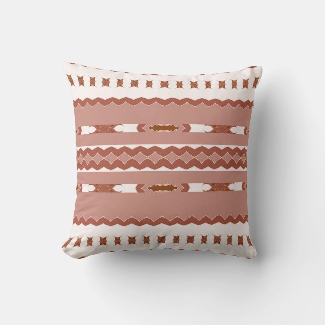 Blush Harmony – Dusty Rose Brown & Cream Geometric Cushion (Front)