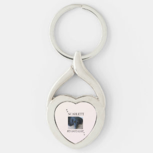 Blush Heart Pet Photo with Paw Prints Key Ring