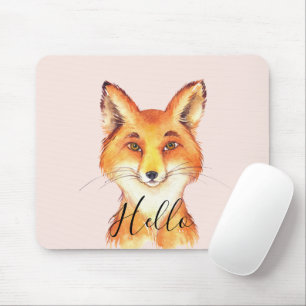 Blush Hello Fox Mouse Pad
