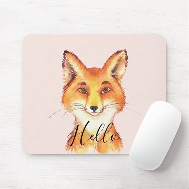 Blush Hello Fox Mouse Pad (With Mouse)