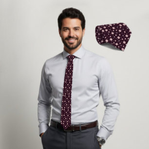 Blush Hexagon Geometric Dark Plum Tie