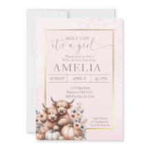 Blush Highland cow its a girl pumpkin