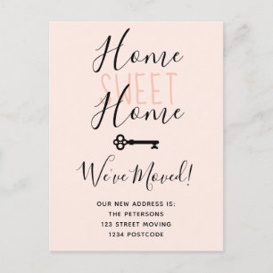 Blush home sweet home key moving announcement