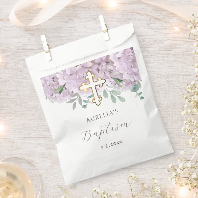 Blush Hydrangea Baptism Favour Bag (Clipped)