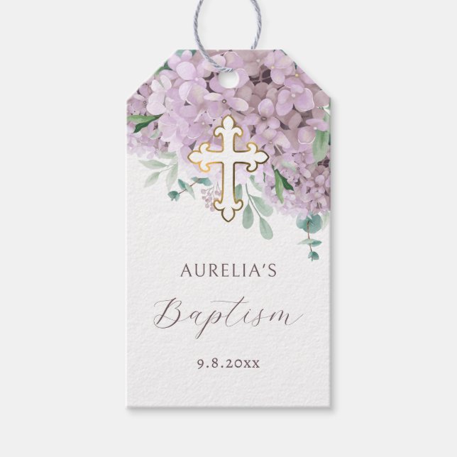 Blush Hydrangea Baptism Gift Tags (Front)