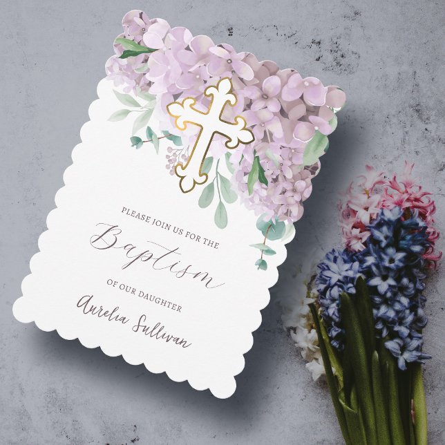 Blush Hydrangea Baptism Invitation (Creator Uploaded)
