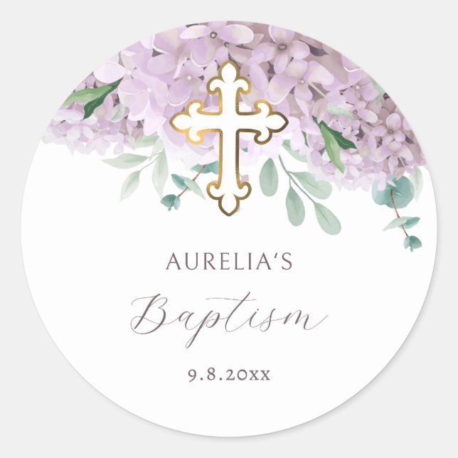 Blush Hydrangea Baptism Sticker (Front)