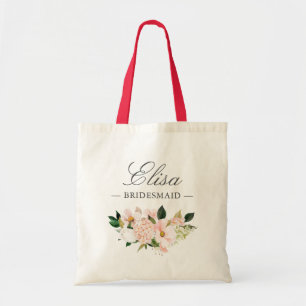 Blush Hydrangea Floral Bridesmaid Tote Bag
