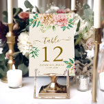 Blush Hydrangea Floral Wedding Table Number Card<br><div class="desc">Add elegance to your tables with this blush hydrangea wedding table number card. Featuring watercolor florals in pink and ivory,  soft greenery,  and graceful gold calligraphy. Double-sided design makes it visible from all angles. Perfect for rustic,  romantic,  or garden weddings.</div>