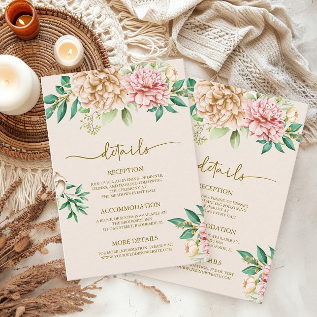 Blush Hydrangea Wedding Details Enclosure Card (Creator Uploaded)