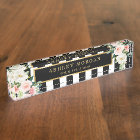 Blush Ivory Floral with Gold Black White Stripes