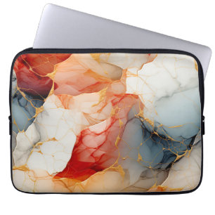Blush & Ivory Marble with Golden Veins Laptop Sleeve