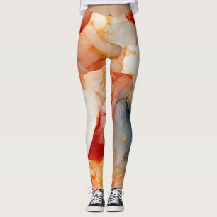 Blush & Ivory Marble with Golden Veins Leggings