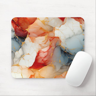 Blush & Ivory Marble with Golden Veins Mouse Pad