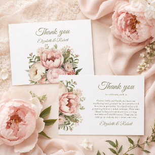 Blush & Ivory Peony Wedding Thank You Card