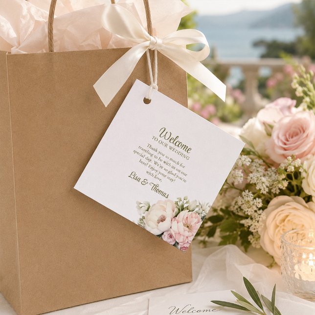 Blush & Ivory Peony Wedding Welcome Gift Tag (Blush & Ivory Peony Wedding Welcome Gift Tag)