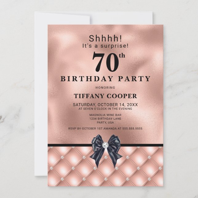 Blush Jewel 70th Birthday Party Invitation (Front)