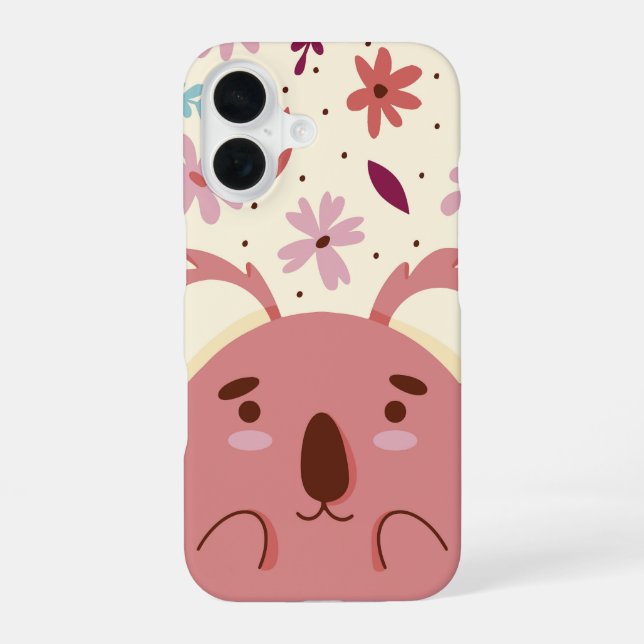 Blush Koala Sweet Aussie Bloom iPhone 16 Case (Back)