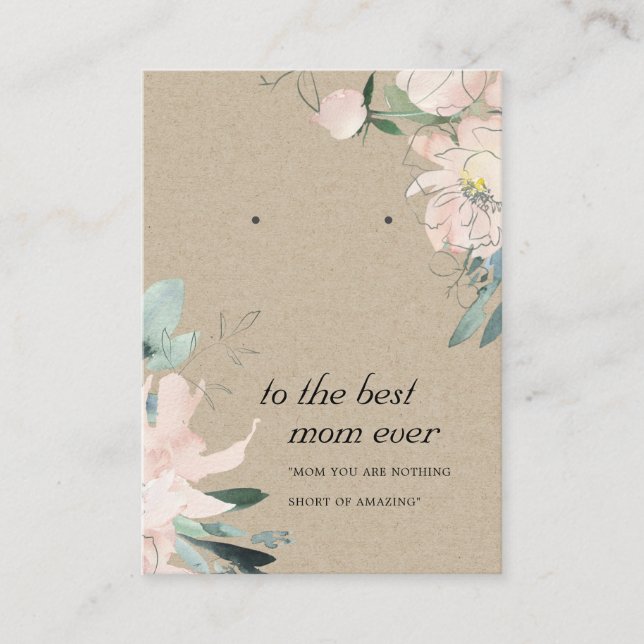 BLUSH KRAFT FLORAL MOM GIFT EARRING DISPLAY CARD (Front)