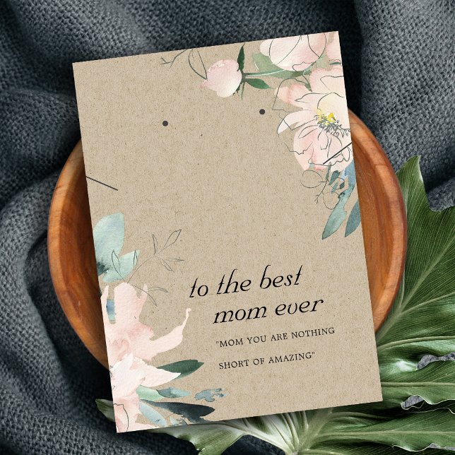 BLUSH KRAFT FLORAL MOM GIFT NECKLACE EARRING CARD (Creator Uploaded)