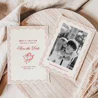 Blush Lace Border Vintage Cherub Wedding Photo