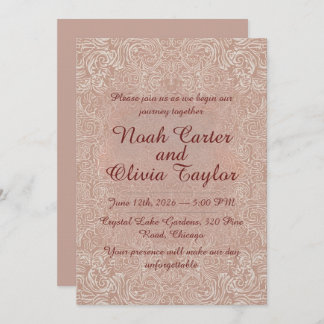 Blush Lace Elegant Wedding Invitation