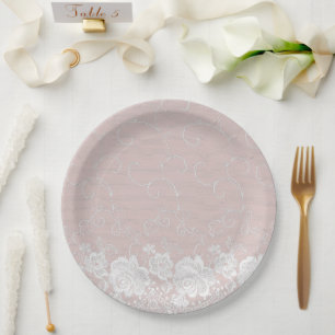 Blush Lace Floral Paper Plate