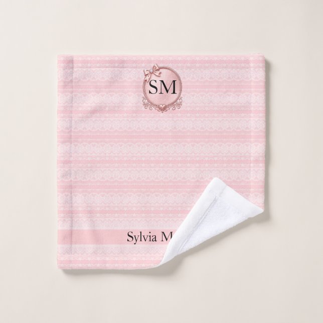 Blush Lace Monogram Wash Cloth (Wash Cloth)