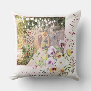 Blush Lavender Purple Floral Happily Ever After  Cushion