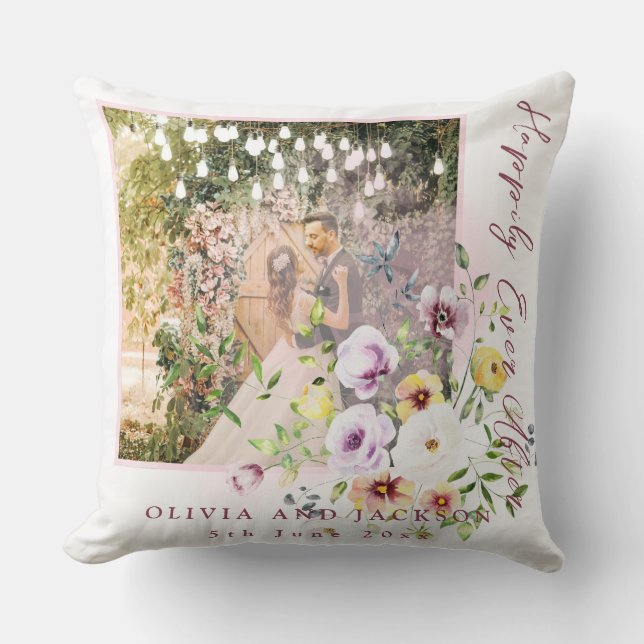 Blush Lavender Purple Floral Happily Ever After  Cushion (Front)