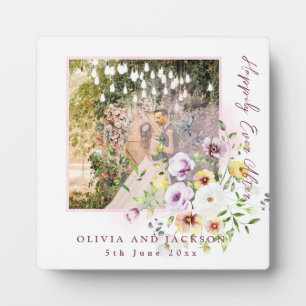 Blush Lavender Purple Floral Happily Ever After Plaque