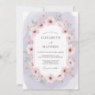 Blush Lavender Watercolor Floral Wedding Invitation