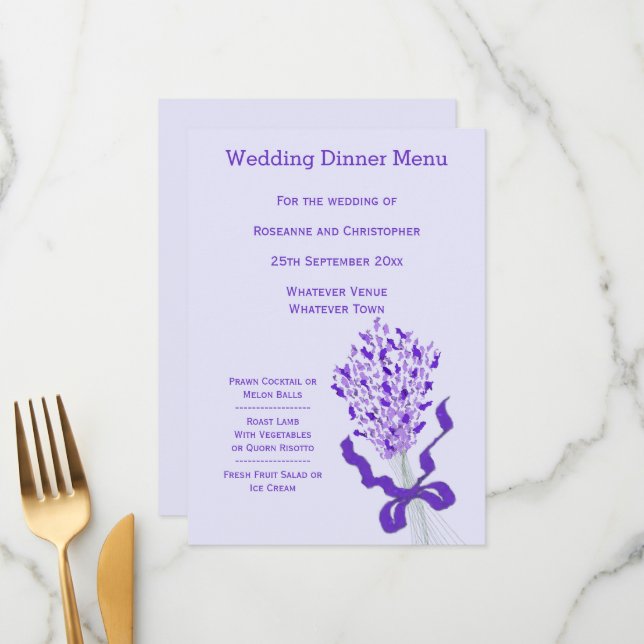 Blush Lavender Wedding Menu (Front/Back In Situ)