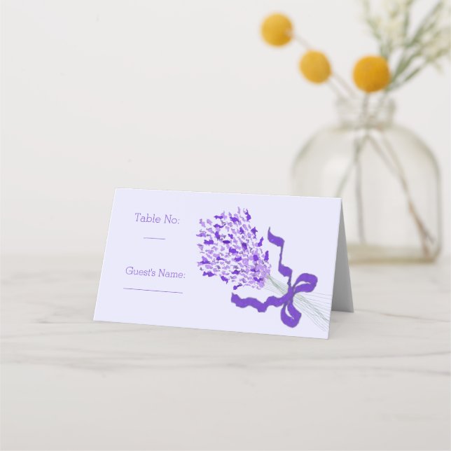 Blush Lavender Wedding Place Card (Front)