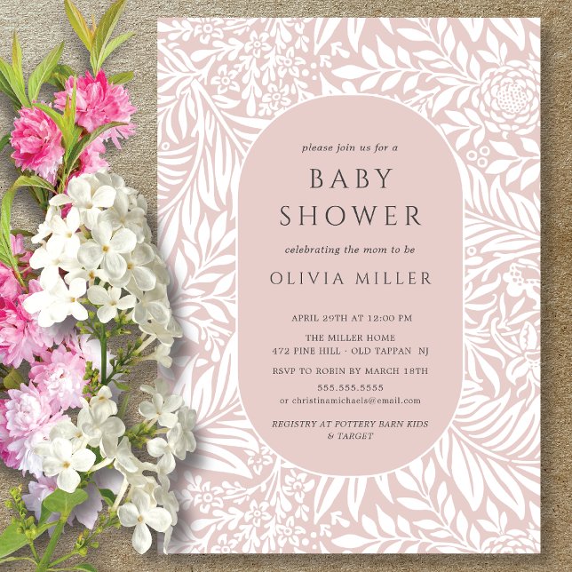 Blush Leaf Floral Baby Shower Invitation (Creator Uploaded)