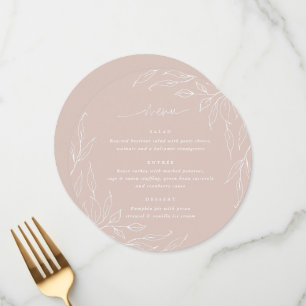 Blush Leaf Motif Thanksgiving Dinner Round Menu
