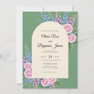 Blush Lilac Bouquet Eucalyptus Wedding Invitation