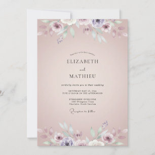 Blush Lilac Painted Wedding Invitation