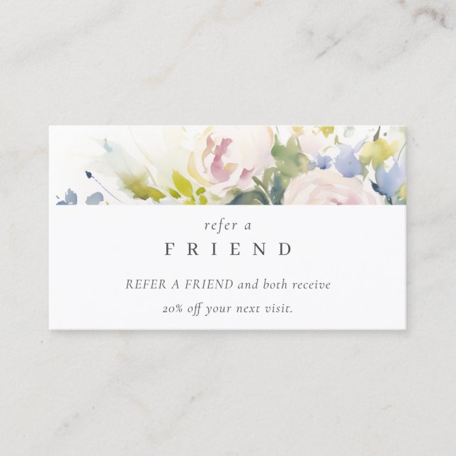 Blush Lilac Rose Floral Bunch Refer A Friend  Business Card (Front)