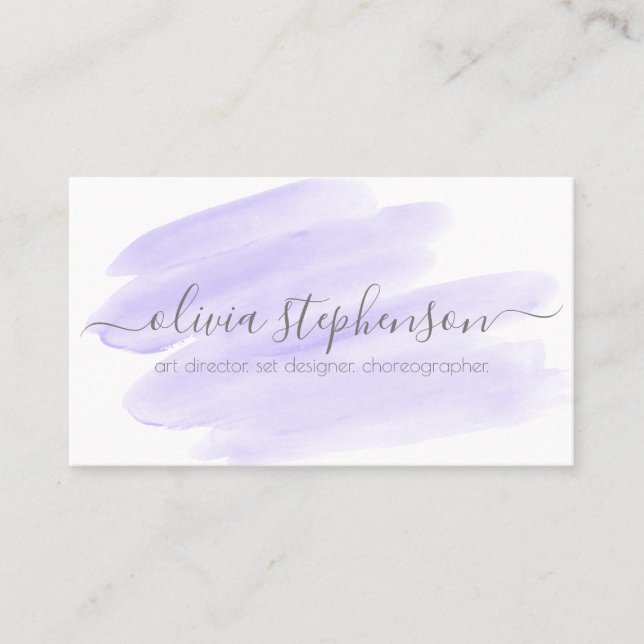 Blush Lilac Watercolor Swash Business Card (Front)