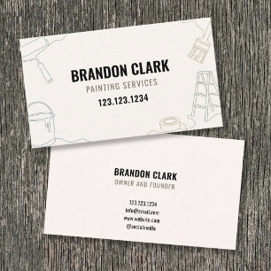 Blush Line Art Painter Tools Design Painting Business Card