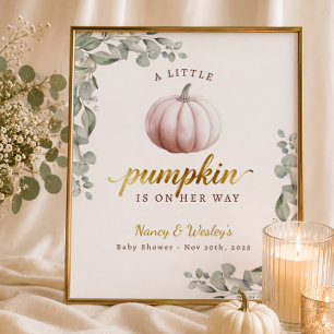 Blush Little Pumpkin Baby Shower Welcome Poster