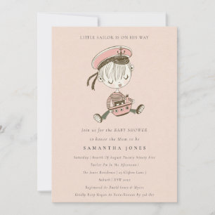 Blush Little Sailor Nautical Baby Shower Invite