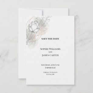 Blush Lotus Watercolor Wedding Save the Date