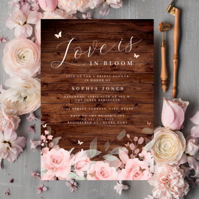 Blush Love is in Bloom Rustic Wood Bridal Shower  (Creator Uploaded)