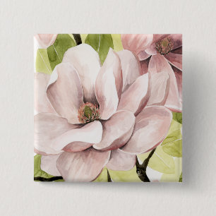 Blush Magnolia Flowers 15 Cm Square Badge