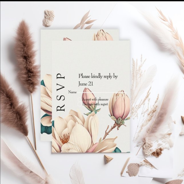 Blush magnolia  RSVP card (Creator Uploaded)