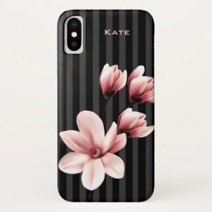 Blush Magnolias Personalised iPhone X Case