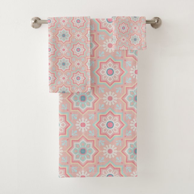 Blush Majesty – Andalusian Moroccan Elegance Bath Towel Set (Insitu)