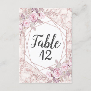 Blush Marble Geometric Frame Wedding Table Numbers